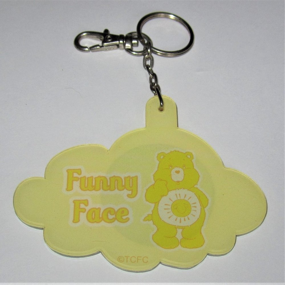 Care Bears Yellow "Funny Face" Key Chain with Mirror - Funshine Bear